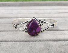 Purple Copper Turquoise Bangle 925 Sterling Silver Adjustable MO1224