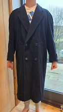 Men's Dark Blue WOOL & CASHMERE Trench Long  Coat 42 Chest L