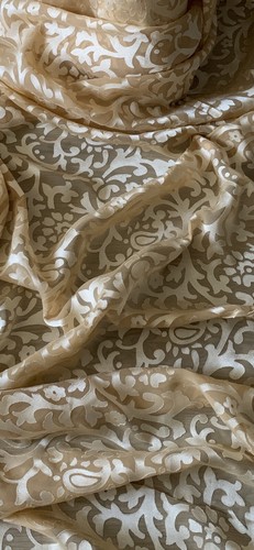 Gold floral burnout chiffon - burnout,