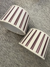 Pair Of Laura Ashley Silk Ivory & Aubergine striped lamp/light shade 12” Across
