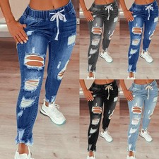Women Denim Pants Ripped Jeans