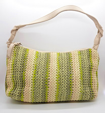 Tula raffia and leather shoulder bag Green and cream
