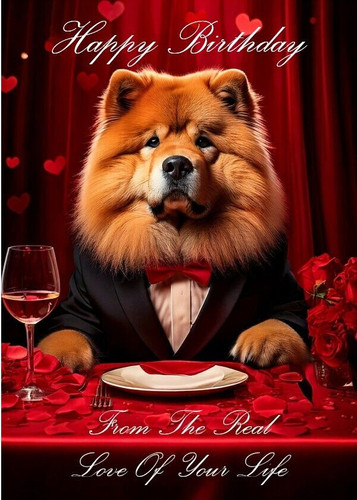 Chow birthday card dog - chow,