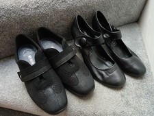 Fly Flot Memory Anti-Shock Black Suedette Wedge Shoes Size 6