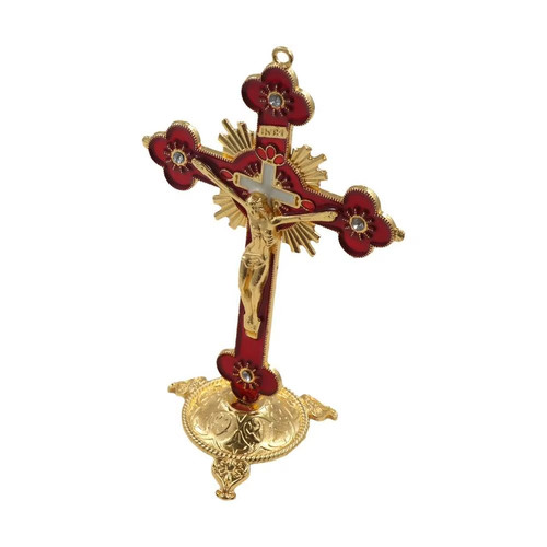 5cm red gold crucifix - red,