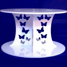 Butterfly Design Round Single Tier Cake Stand - Available in a Range of Colours