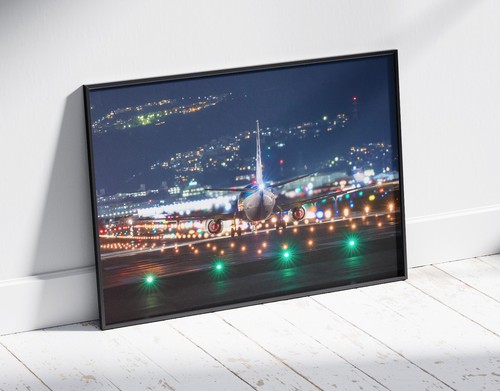 Aeroplane runway lights poster - lights,