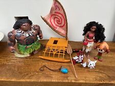 Disney Moana Doll Maui light up hook/sings projector starlight canoe & necklace 