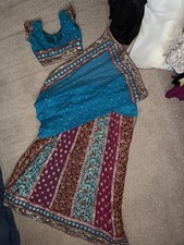 Indian saree blue ghagra choli