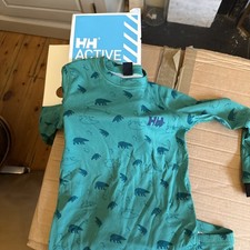 Helly Hansen Active Life Unisex Base Layer Set 122cm or 7 Years Green With Bears