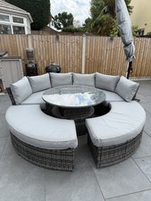 Fishpools Windsor Hills Glass Table Grey Garden Day Bed Table Sofa Chairs Set