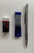 Mitsubishi Uni Super Drafting Pencil Stainless Steel 0.5 refills  eraser vintage