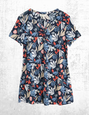 Ex Seasalt Women’s Short Sleeve Riso Top in Martime Sea Floral Navy