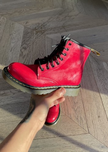 Red patent martens boots - patent,