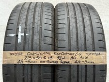 2 x Continental Used Car Tyres 215 50 18 AO Audi A0 Alloy Wheels 2155018