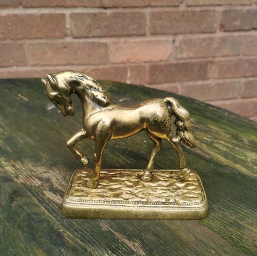Vintage old brass horse - old,