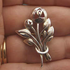 BROOCH sterling silver in shape of Rennie Mackintosh Glasgow Rose by Kit Heath