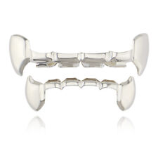 Top&Bottom w/mold Grillz Vampire Fangs Dental Grill Teeth 14K Gold/Silver plated