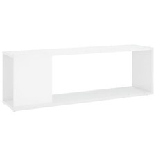 Modern High Gloss White TV Unit - Engineered Wood Cabinet with Shelves