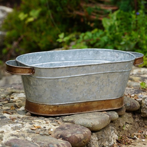 Galvanised metal trough - galvanised,