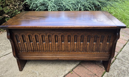 Vintage carved oak blanket box - vintage,