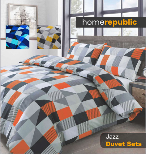 Geometric polycotton duvet - polycotton, set