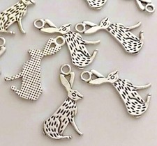 Tibetan Silver Hare Charm Rabbit Sitting Pagan 25mm x 15mm 10 or 20 C55