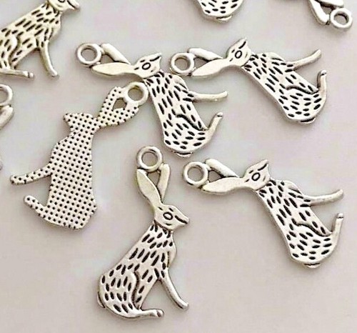 Tibetan silver hare charm - tibetan,