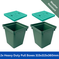 2x Natotela Heavy Duty GRP Cover Splice Deep Enclosure Pull Box. 315x315x360mm