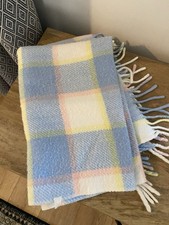 Vintage Mothercare Pram Crib Blanket Pastel Checked Fringe Tasseled 80’s