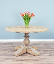 1.3m Farmhouse Circular Pedestal Indoor Dining Table
