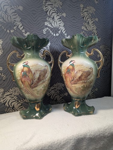 Vintage pheasant vases royal - vintage,