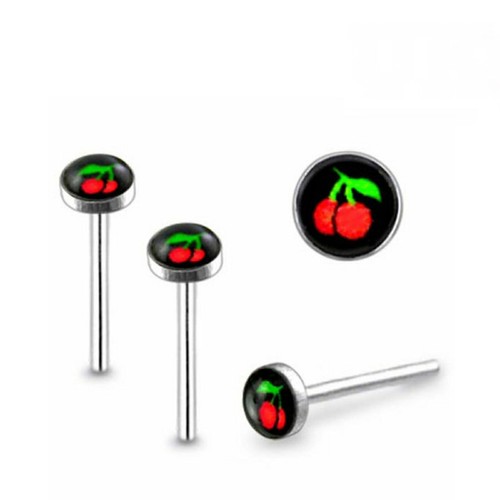 Nose stud bone red cherry - stud,