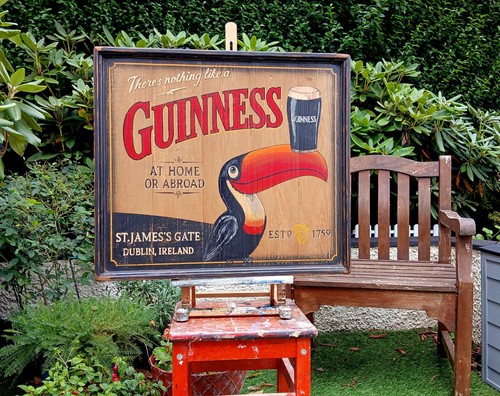 Hand made vintage guinness pub - made,