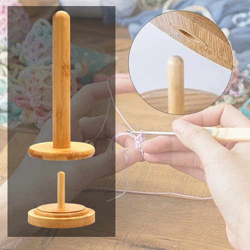 Wooden rotatable yarn spinner - wooden,