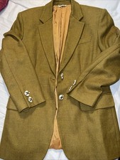 Ladies Dark Ochre Blazer Jacket Made In Italy Size 46 /12 Pure New Wool