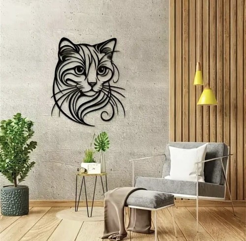 Cat metal wall art sculpture - wall,