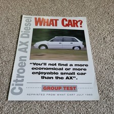 Citroen AX Diesel Leaflet/Brochure Circa 1993 what car group test 