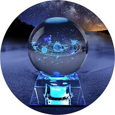 OEGINFIT 3D Solar System Crystal Ball with LED Base – Cosmic Night Light