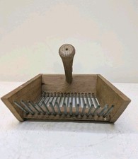 Old French Cranberry Blueberry Scoop / Picker Metal and Wood  Hand Held