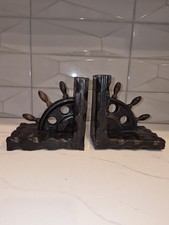 Vtg Nautical Wood Bookends