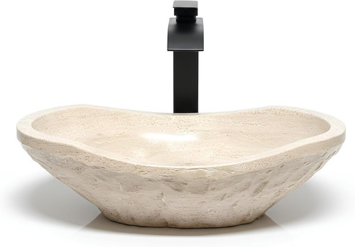 Oval travertine vessel - 20",