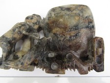CHINESE mottled colour soapstone brush/water pot. no damage, strange figure.
