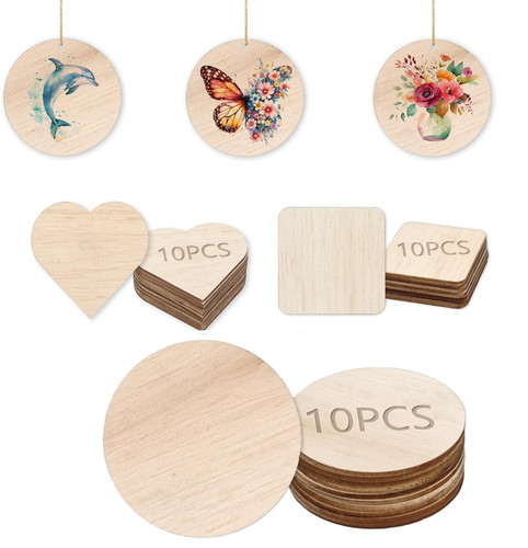 Wooden circle square heart - circle,