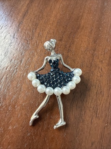 Ballerina brooch blue stones - ballerina,