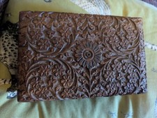 Intricately Hand Carved Mughal Wooden Spice Box Trinket Jewellery Box