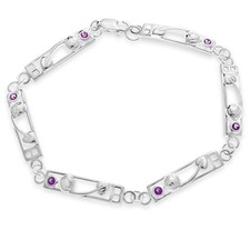 Sterling silver & purple amethyst Charles Rennie Mackintosh bracelet in gift box