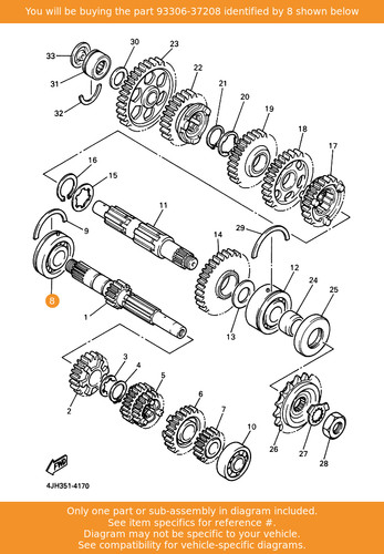 Yamaha bearing 93306 37208 - yamaha, bearing,