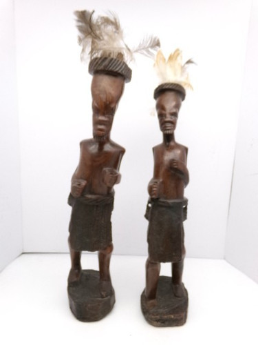 Pair wooden hand carved - pair,