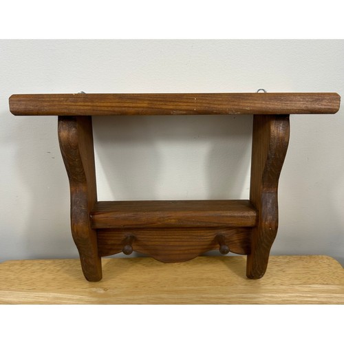 Vtg 80s wood wall shelf - wood,